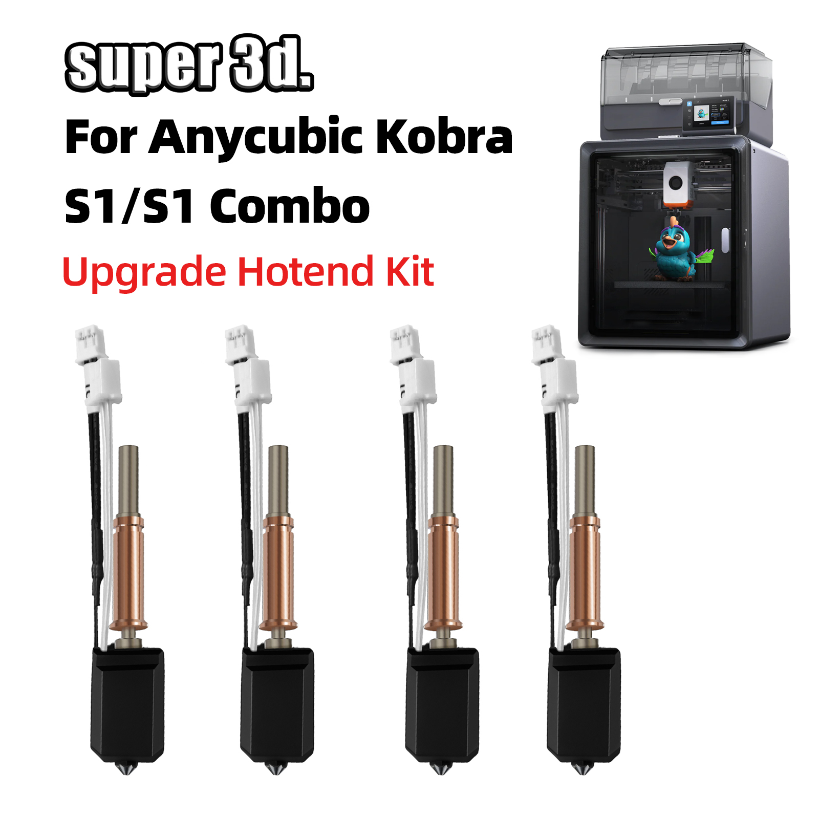 Nozzle 0.4Mm Hardened - Kit Hotend Aggiornato per Anycubic Kobra