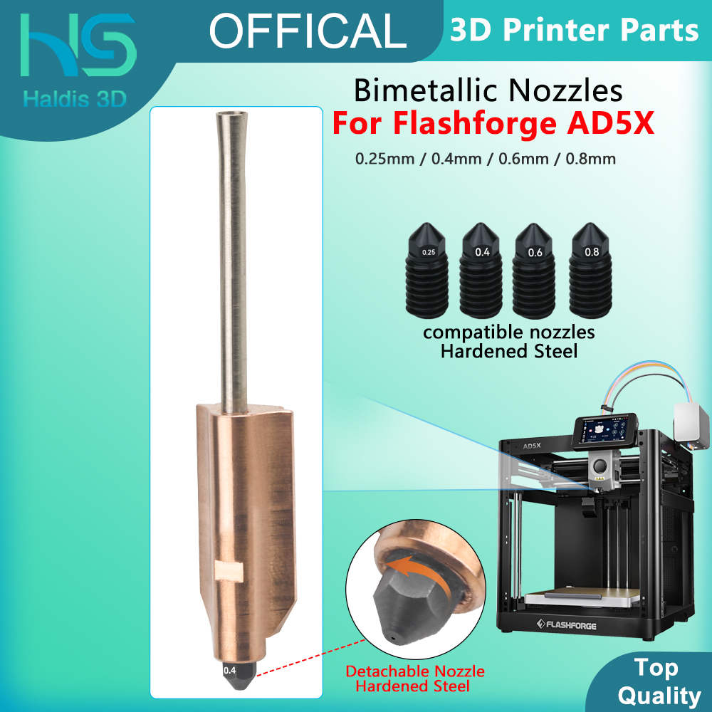 Nozzle 0.4Mm Hardened - Per Flashforge AD5X Ugelli bimetallici in
